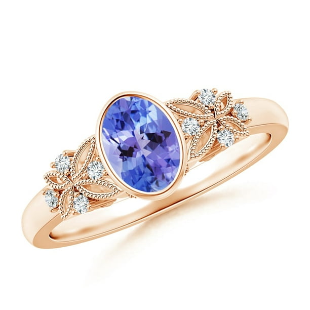 14Kt Rose Gold Plated Tanzanite Oval Cocktail Design Ring 